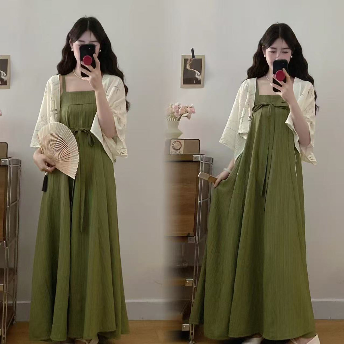 crushpeach Chinoiserie Endless Summer Mori bamboo green dress～2ways –  CrushPeach