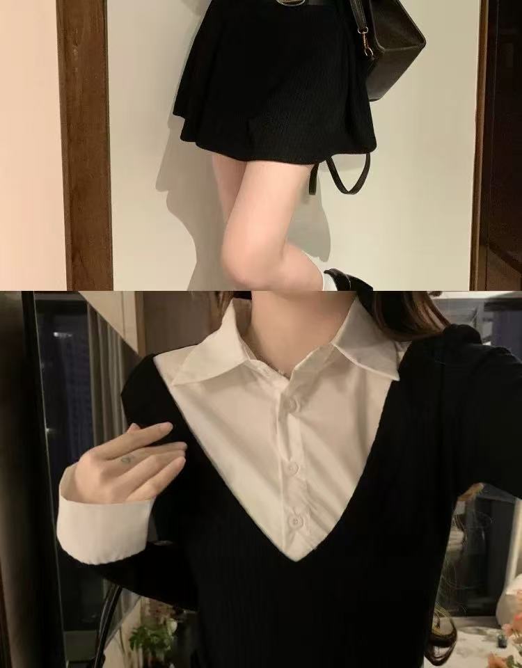 crushpeach legally blonde 2 in 1 black knitted mini dress with belt