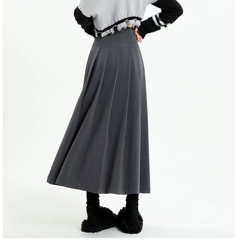 crushpeach chic grey 2 sided pleated skirt