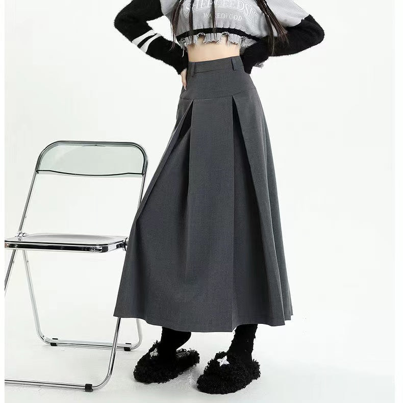 crushpeach chic grey 2 sided pleated skirt