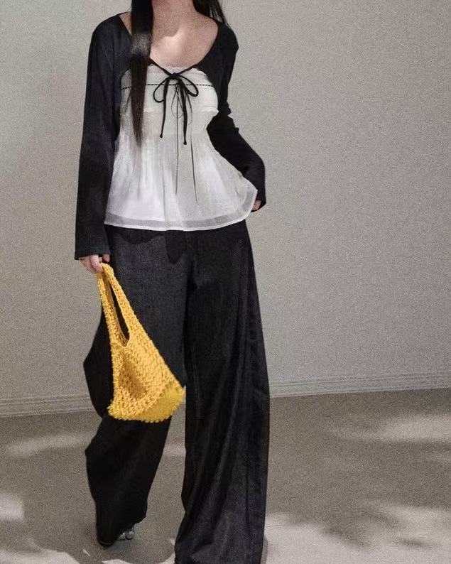 crushpeach Black Tie Stretch Breathable Cardigan Early Fall