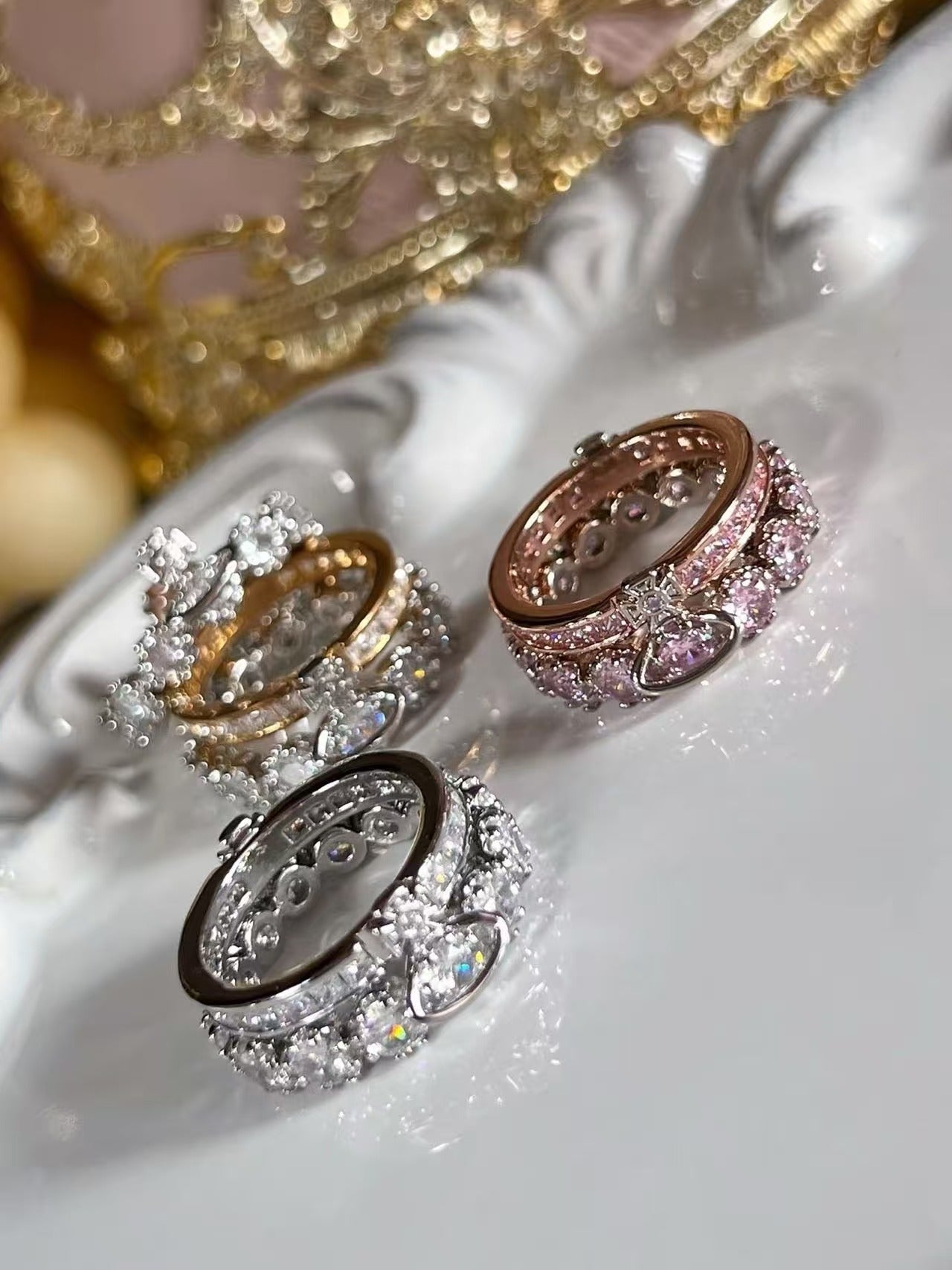 NANA Double-Layer Detachable Saturn zircon Ring-3color – CrushPeach