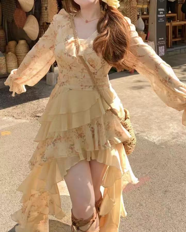 pale yellow long sleeve dress It's Your Chance Long Sleeve Mini Dress Yellow Size S from Hello Molly