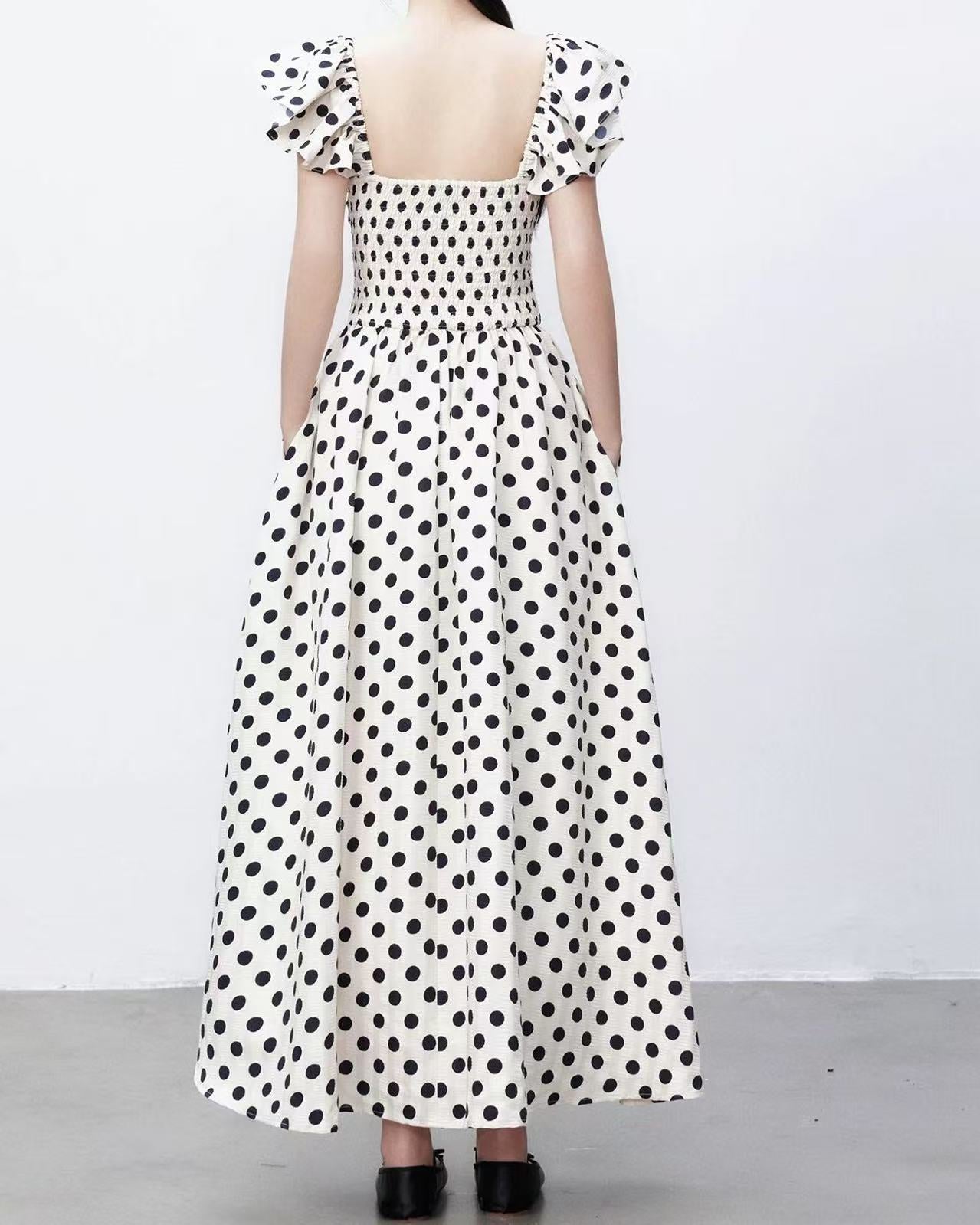 crushpeach Island Vibe Polka Dot Cutout Stretchy Vacation Umbrella Dress