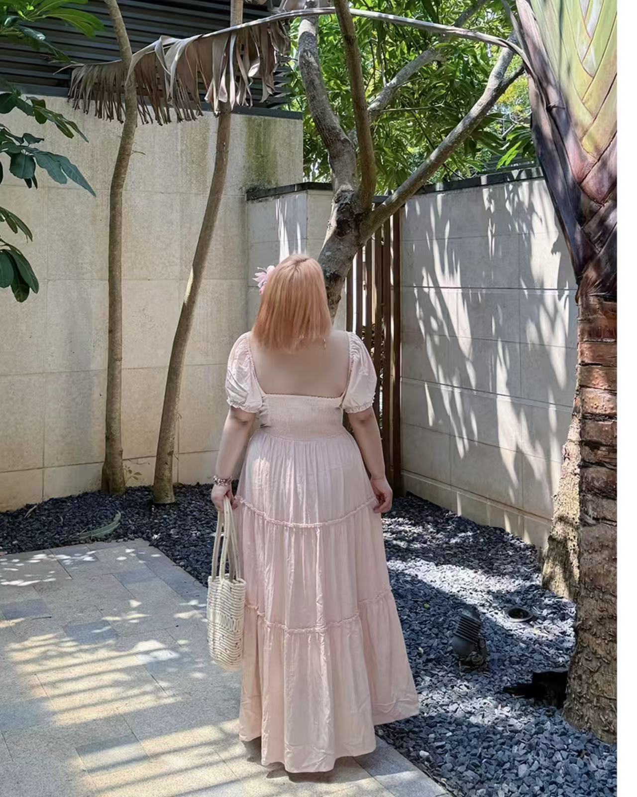 CRUSHPEACH  Princess Pink Lace Multi Layered MAXI Dress