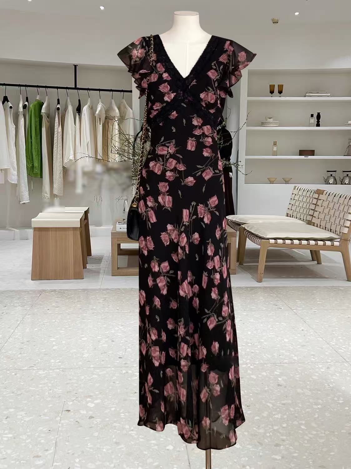 crushpeach Black Stretchy Crushed Tulip Lace Mermaid Dress