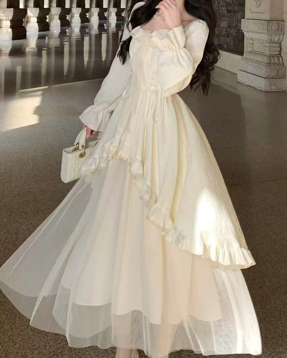 crushpeach Castle Princess White Lace Ruffled Dress – CrushPeach