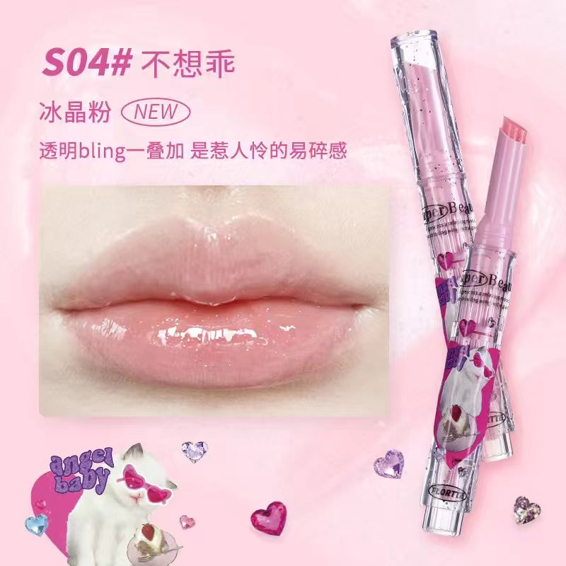 crushpeach Flortte new iam so beauty shimmer solid lip gloss/lipstick