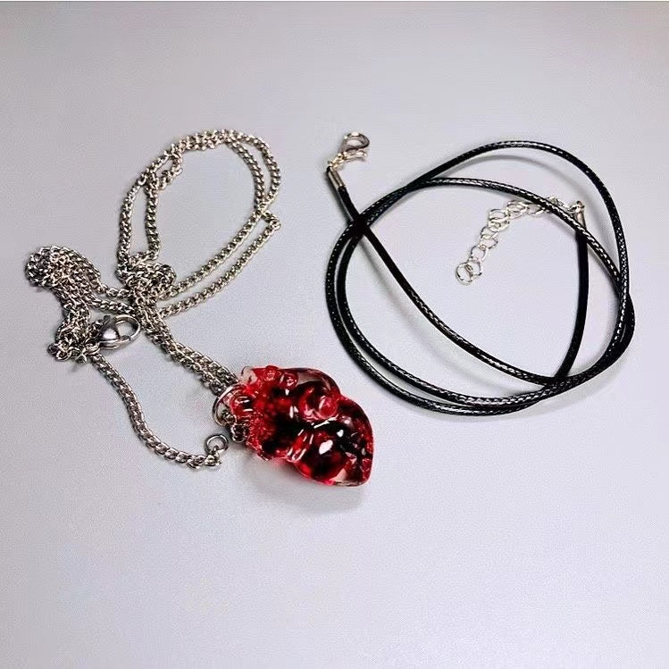 crushpeach y2k handmade resin heart necklace