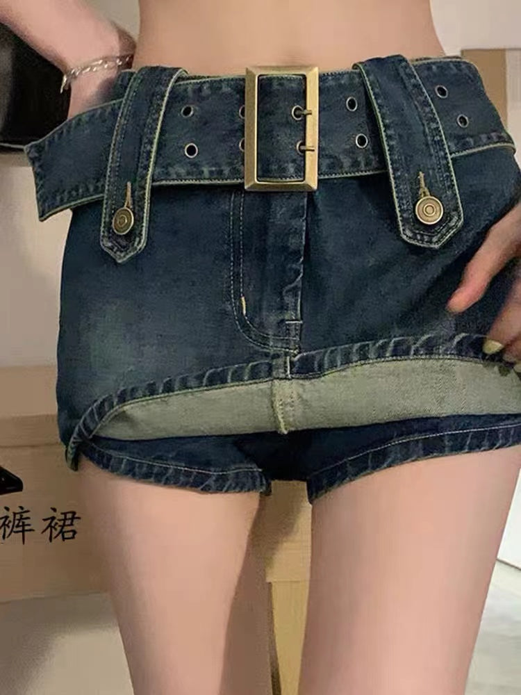 Crushpeach Y2k style ~Denim skirt/culottes/shorts